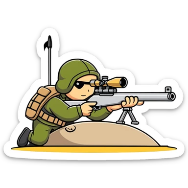 sniper cartoon lying down shooting position sticker