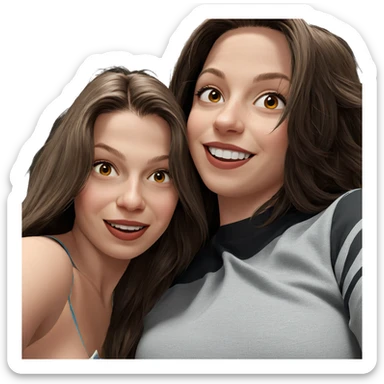 two girls sharing a smile sticker