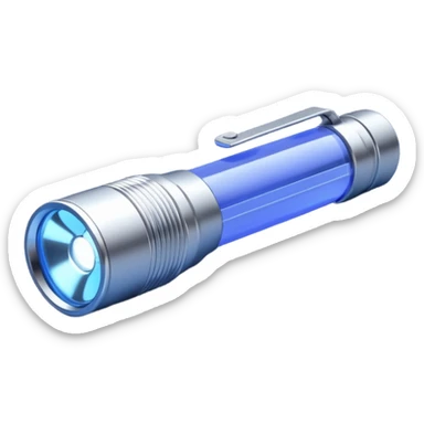 3D render of UV Flashlight, forensic investigation aesthetic, sterile clinical lighting, cool blue undertones, sharp high-contrast details, professional clean look. sticker