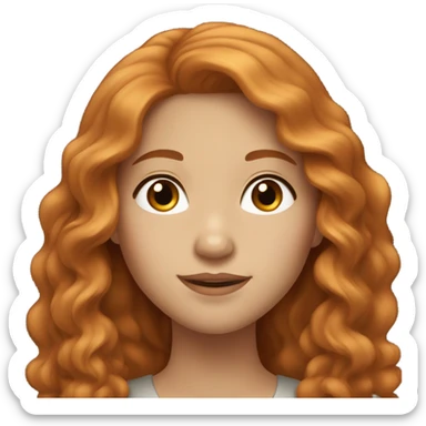 Beautiful girl, Ginger hair, wavy hair, long hair, Chinese, brown eyes sticker