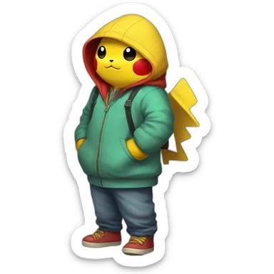 Pikachu in outfit of Eric Cartman sticker