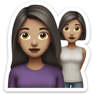 Brunette girl with a purple facemask sticker