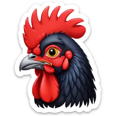 Black rooster face sticker