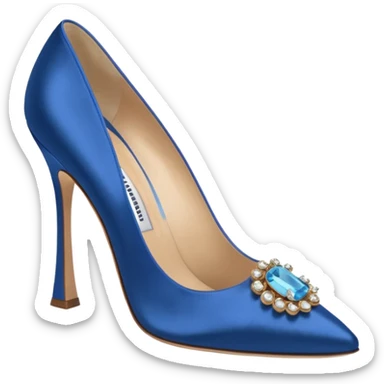 manolo blahink one pair 90's satin pump with jewellry at front blue sticker