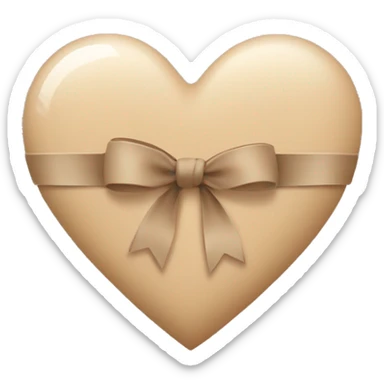 A beige heart with a little light-brown beige ribbon on it  sticker