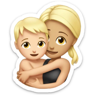 baby boy hug mommy blonde sticker
