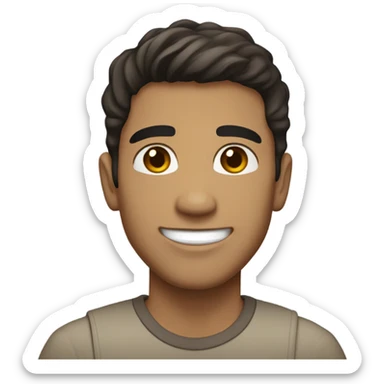 Tall Hispanic young man smiling with light brown skins and dark hair and a little bigger sticker