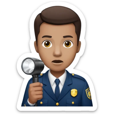 Movie theatre usher with flashlight looking scared sticker