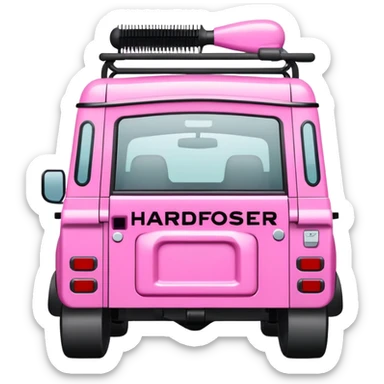 Pink Land Rover with hairdresser written on side  sticker