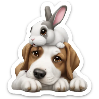 A bunny on top of a dog sticker