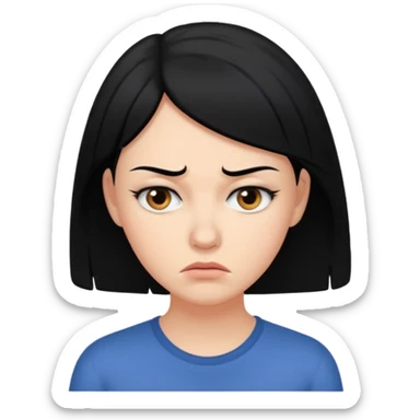 A worried woman, black hair sticker