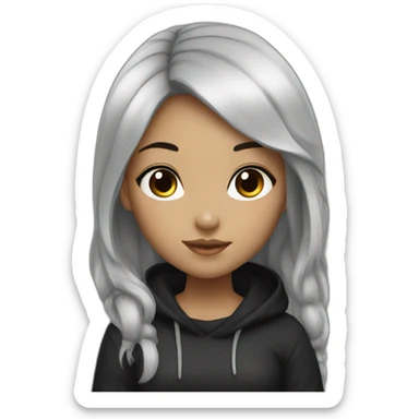 asain girl black hair black glass one sticker