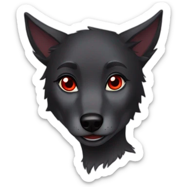 Black Wolf girl red eyes sticker