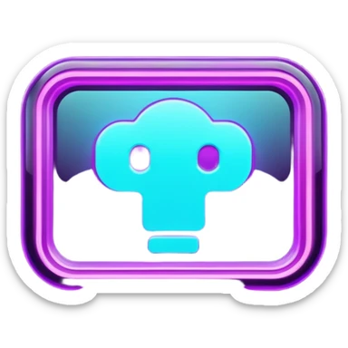 futuristic glowing like, neon purple and cyan light, dark background, digital tech style sticker