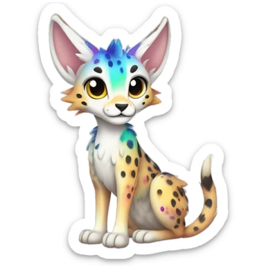 Cute Kawaii Epic Ethereal Sparkly Colorful Sergal-Serval-Vernid full body sticker