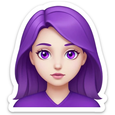 Girl wearing purple with purple eyes sticker