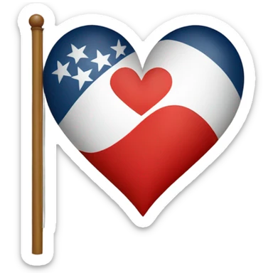 A flag with a red heart that replace the mat sticker
