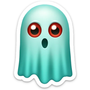 teal ghost wth hornsand red eyes sticker