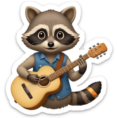 crazy Raccon with guitar sticker