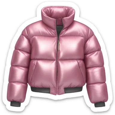 Realistic isolated side view of an open metallic pink cropped puffer jacket. sticker