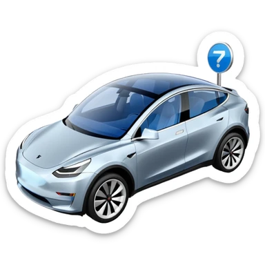 A Tesla Model Y parallel parking with a blue trajectory showing the planned path sticker
