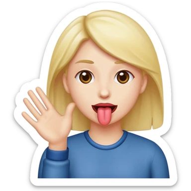 Tongue out with hands to the side  sticker