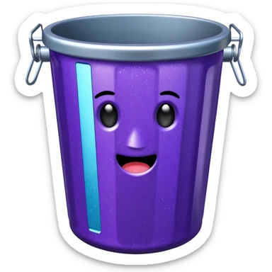 Glitter Purple and Cian  metal rubbish bin sticker