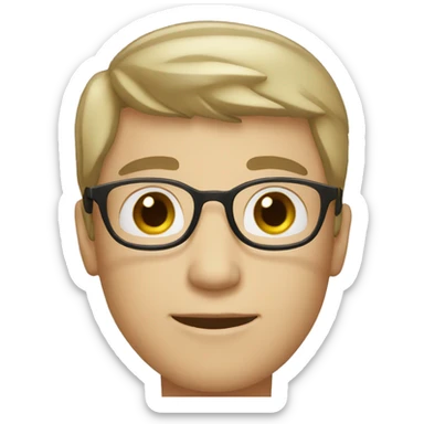 white skin male with short hair, round glasses sticker