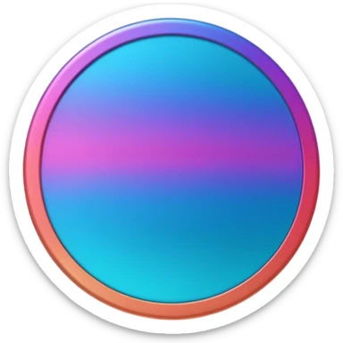 
One  3d coin color in in gradient of turquoise, blue, pink, purple, and coral sticker