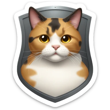 Fat calico cat with a shield  sticker