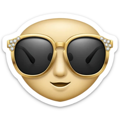 black glasses with + diamond and golden sticker