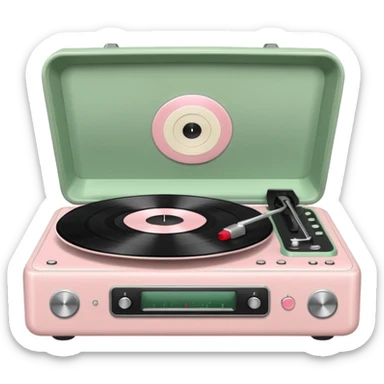 Vintage pale pink and sage vinyl player sticker