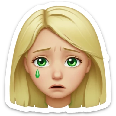 the girl is that criying she has green eyes and blondhair  sticker