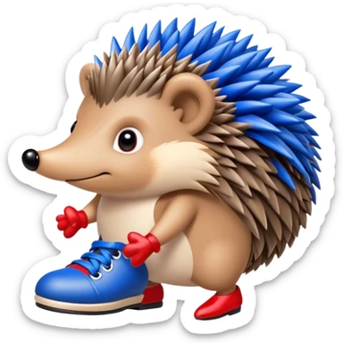 hedgehog with blue quills and red shoes sticker