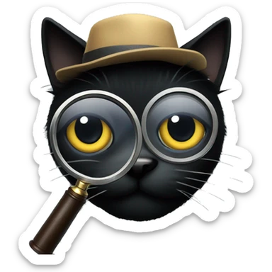 Black cat detective with magnifying glass  sticker