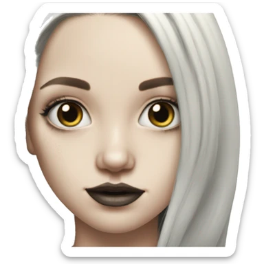 Hyperrealistic Pale girl with long black hair tattoos sticker