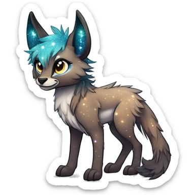 Cool cute Kawaii edgy fantasy animal sparkle fursona Fionbri creature by griffsnuff & LiLaiRa & Falvie full body sticker