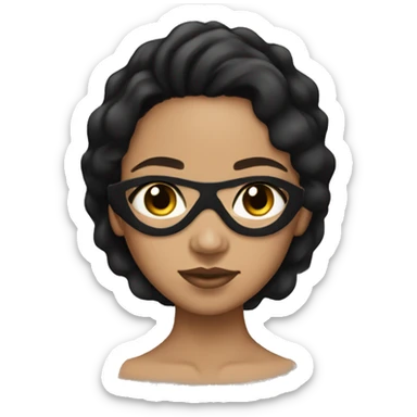 Lightskin girl with black hair with facial mask on sticker