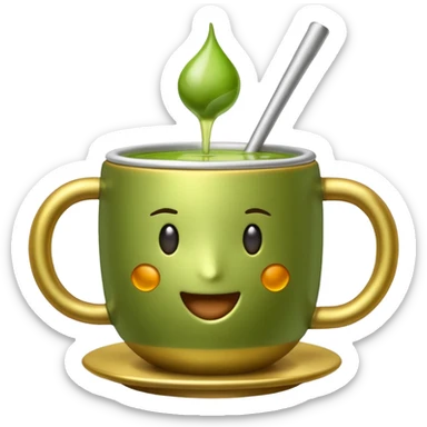 mate tea cup emoji style, focus on the cup with green mate tea and a bombilla, inspired by reference image sticker