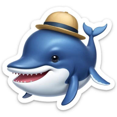 a whale with a hat sticker