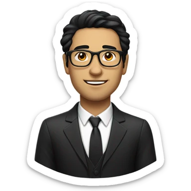 A man with glasses and black hair standing with formal outfit sticker