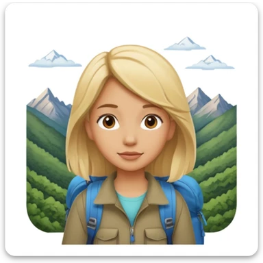 girl backpacking, travelling mountains background sticker