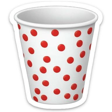 white cup with red dots sticker