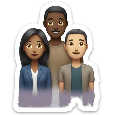 three people talking different ethnicities sticker