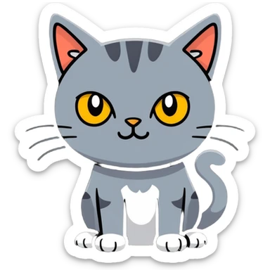 suspicious looking cat peeking from behind something, cartoonish sticker style sticker