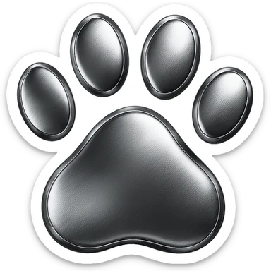 chrome style icon of a paw print sticker
