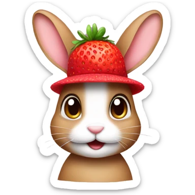 A bunny wearing strawberry hat sticker