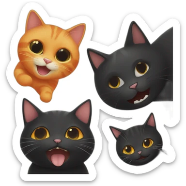 Black Cat and Orange Cat being happy sticker