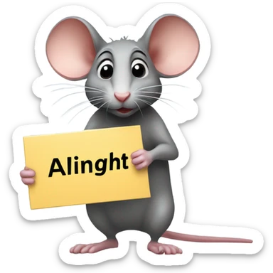 A rat holds a sign with the inscription "ALINGHT" sticker