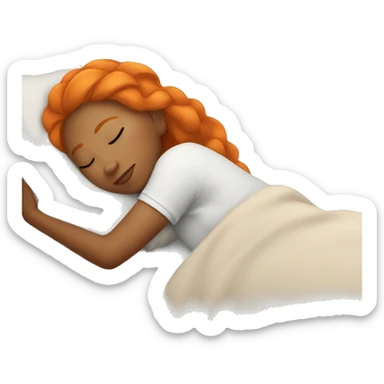 Tan girl with orange hair sleeping on pillow in bed sticker